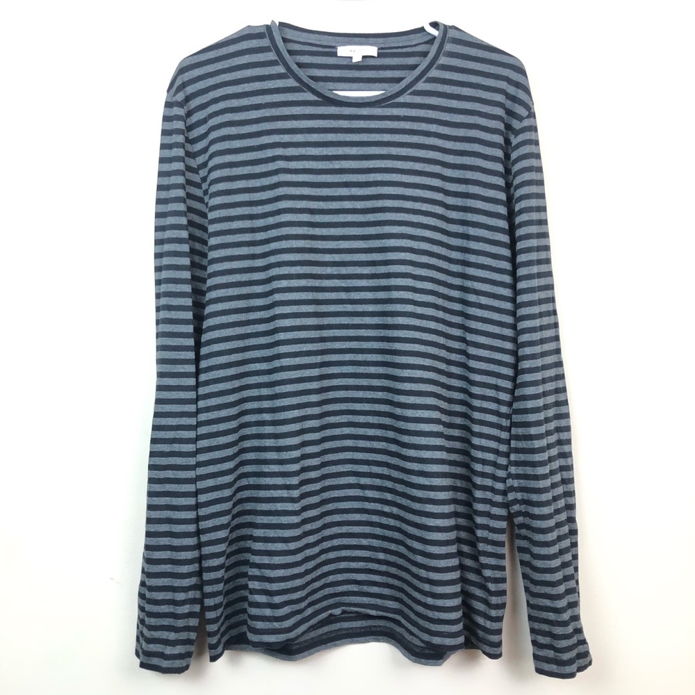 Reiss Top Long Sleeve Striped Gray Shirt Size Large L